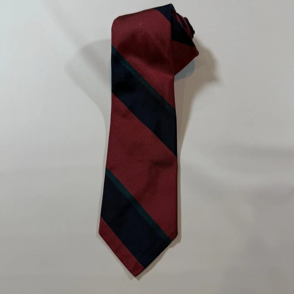 VTG Robert Talbott Silk Tie Mens Burgundy Navy Striped Prep Dark‎ Academia Ivy